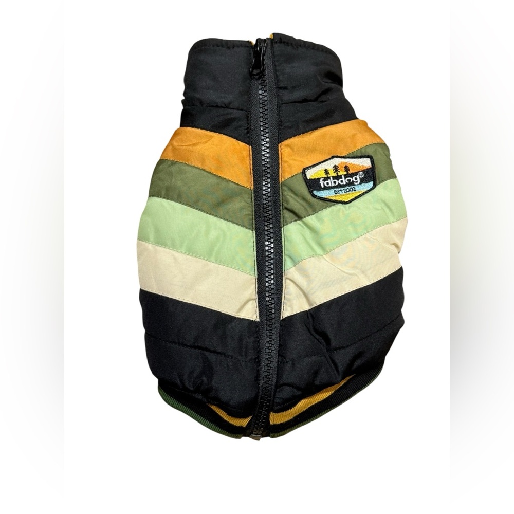 Fabdog Black Chevron Puffer Jacket in Black Size Small - Picture 2 of 6